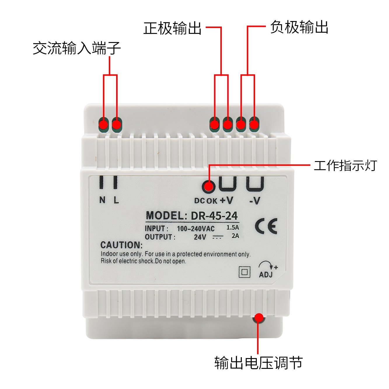 Din Rail DR-45W power supply Plastic appearance - Image 5
