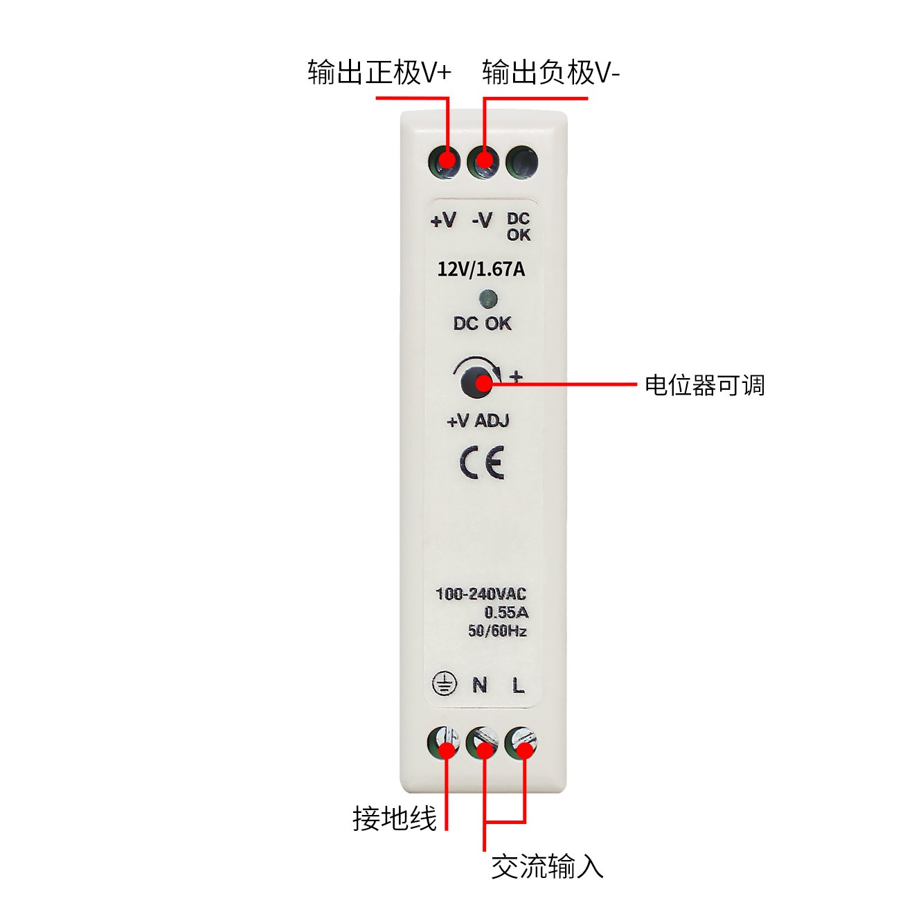 Plastic Case Din Rail MDR-20W power supply - Image 5